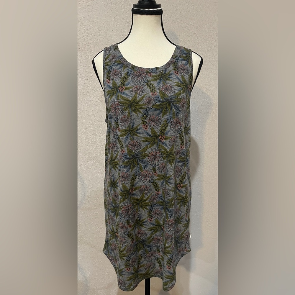 VANS Woman’s Gray Tropic Tank Top Dress Floral Skater Tunic Shirt Ladies SZ M